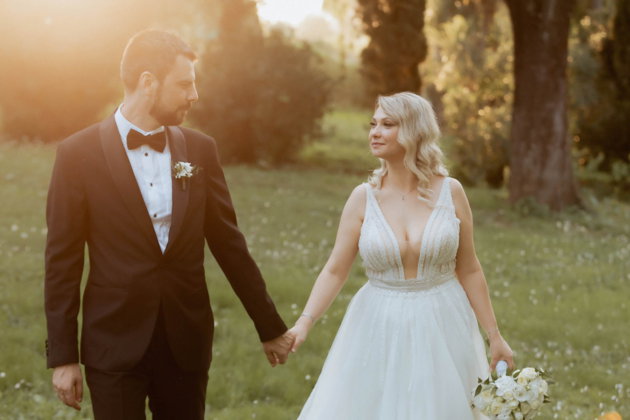 Stefano Blejeru con Giulia — il giorno del suo matrimonio