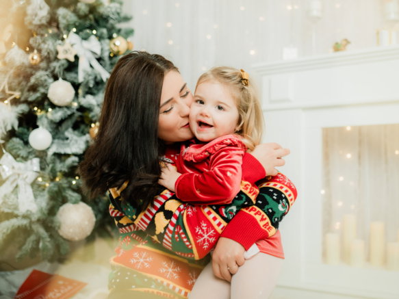 Sessione natalizia famiglia Roma — set fotografico Natale